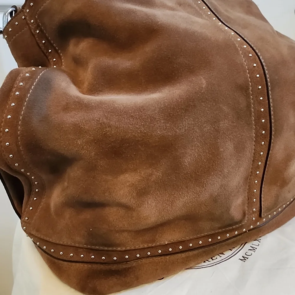 Ralph Lauren Baswick Brown Suede Hobo Bag